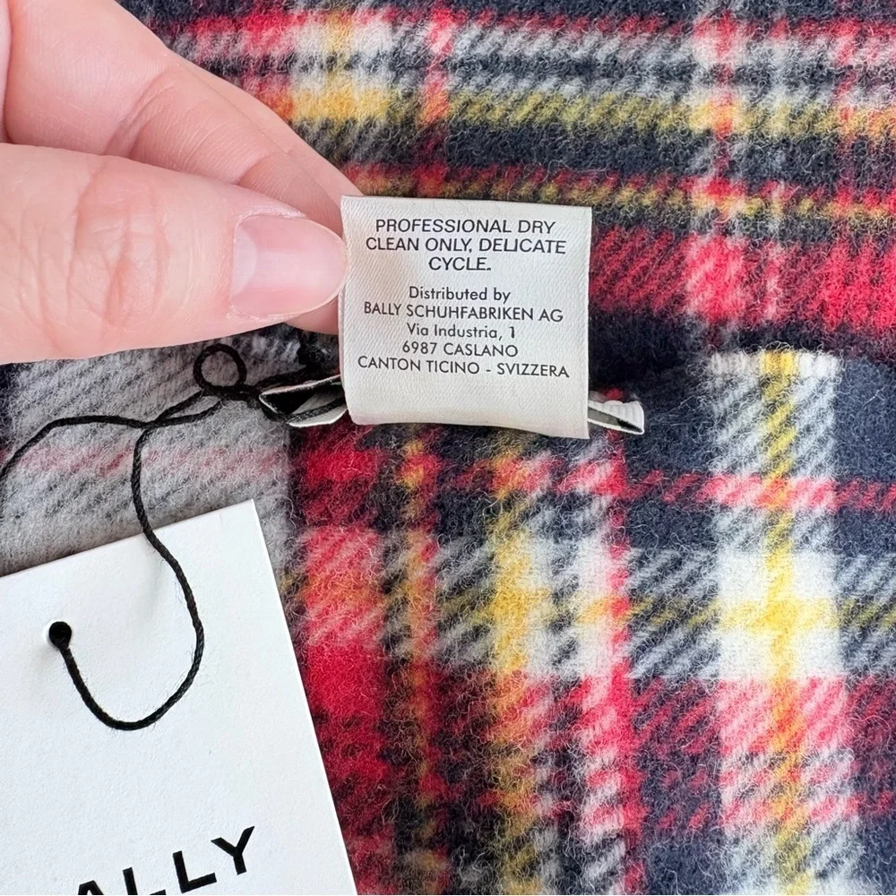 Bally Plaid Merino Wool Scarf